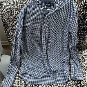Nautica Blue Casual Button Down Shirt Classic Design